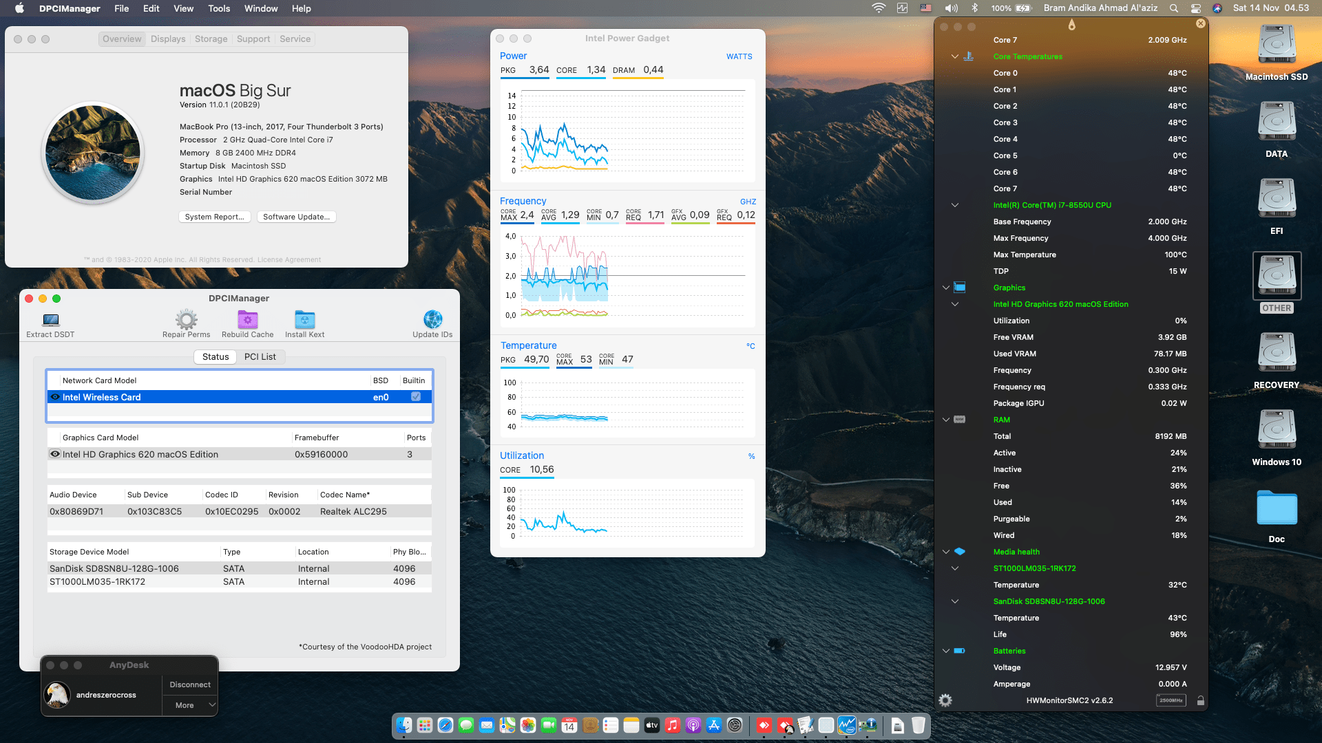 Success Hackintosh macOS Big Sur 11.0.1 Build 20B29 in HP Pavilion X360 14-BA164TX